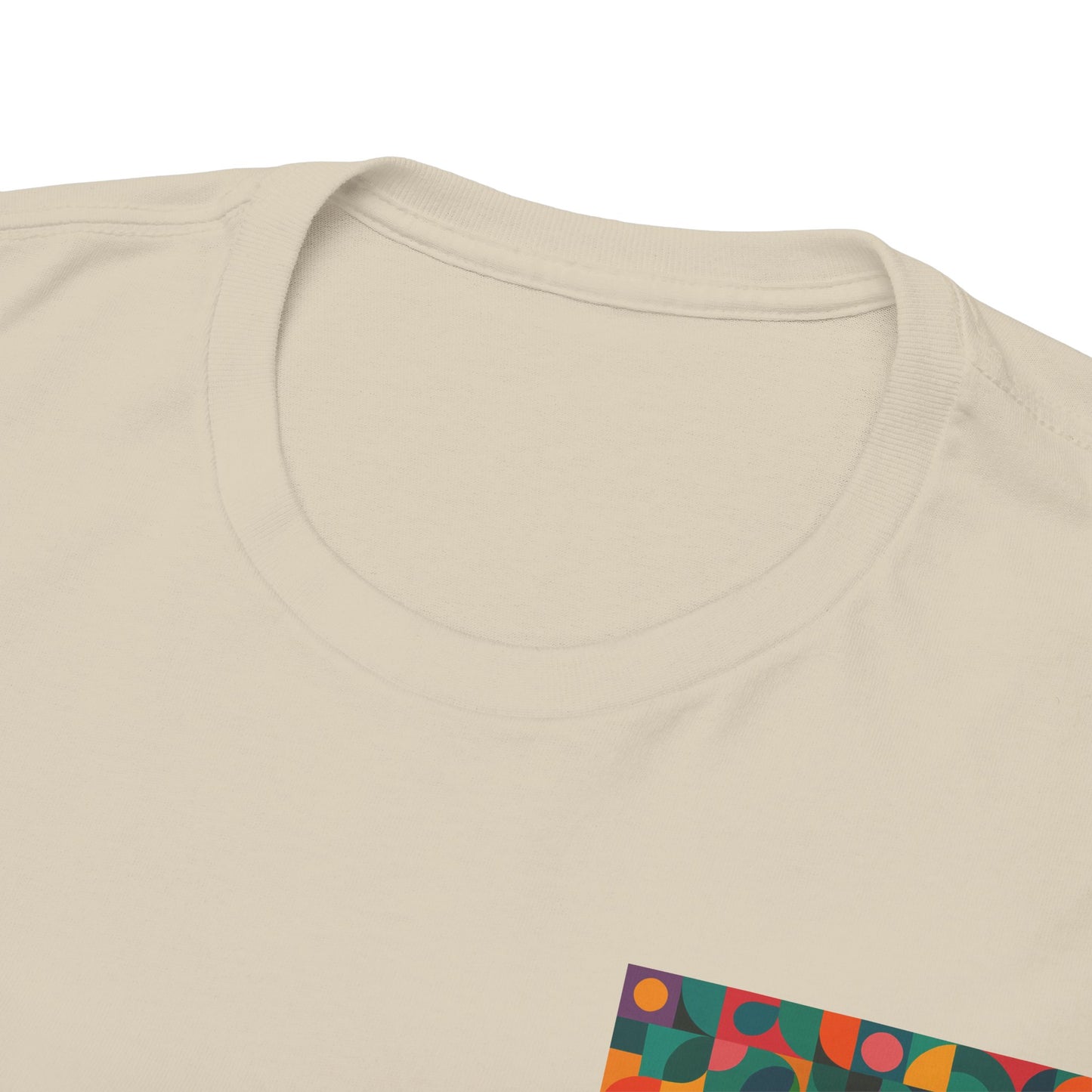 Colorful Geometric Print Unisex Heavy Cotton Tee, Comfortable Graphic T-Shirt, Casual Wear, Gift for Art Lovers, Everyday Style