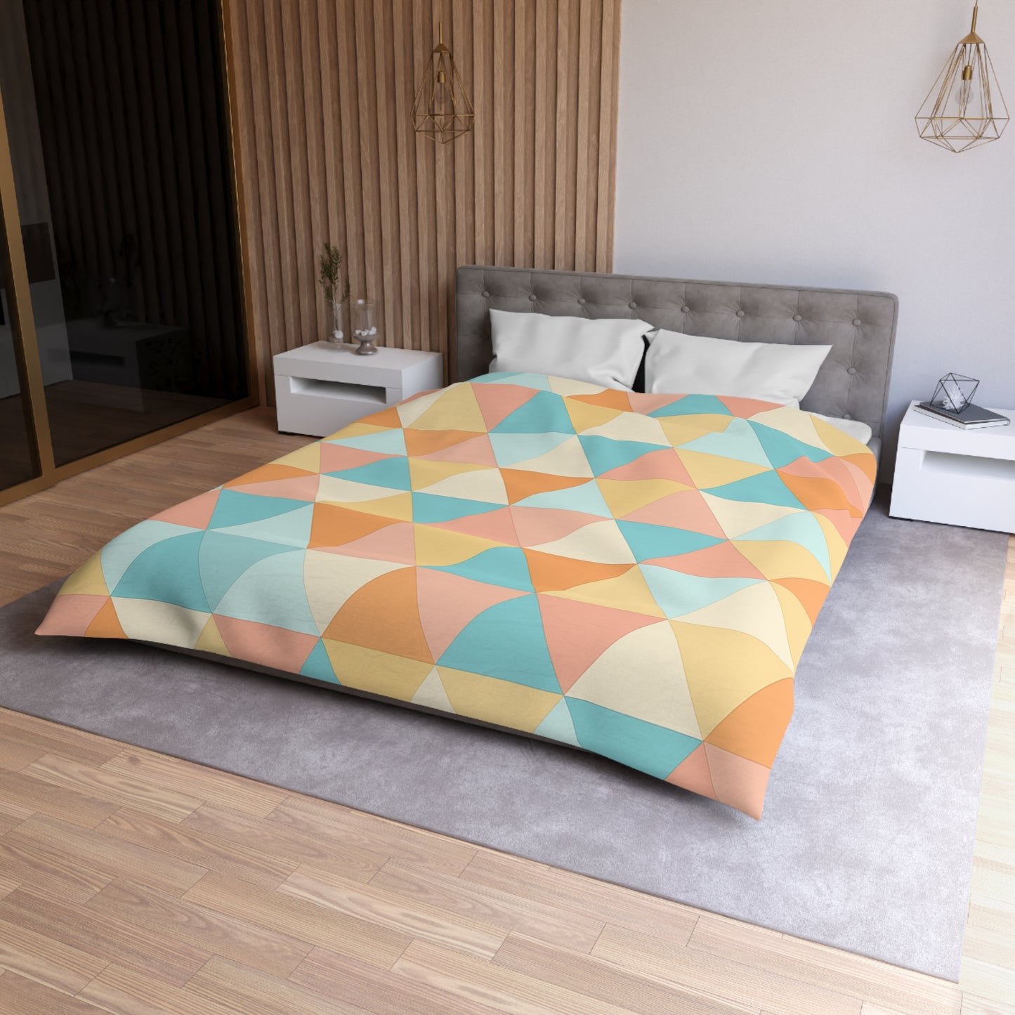 Geometric Pastel Triangles Microfiber Duvet Cover
