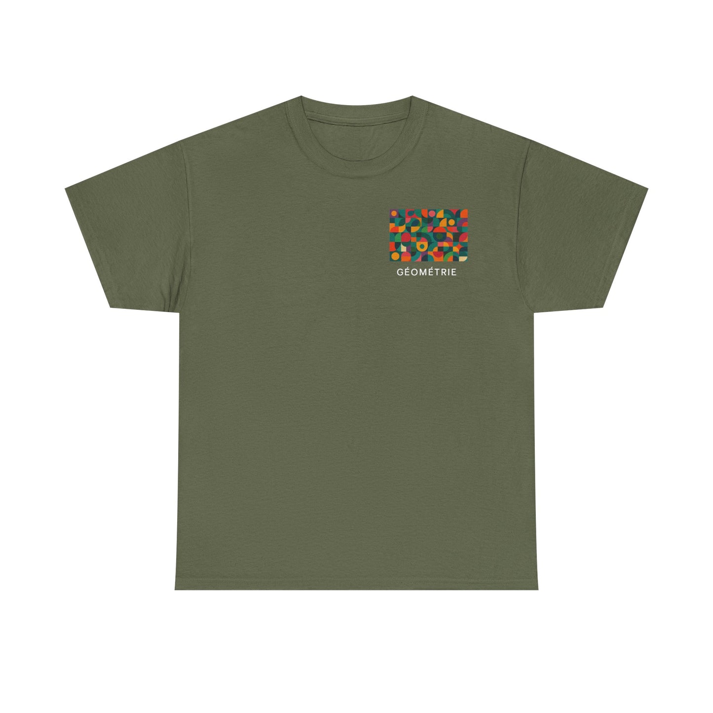 Colorful Geometric Print Unisex Heavy Cotton Tee, Comfortable Graphic T-Shirt, Casual Wear, Gift for Art Lovers, Everyday Style