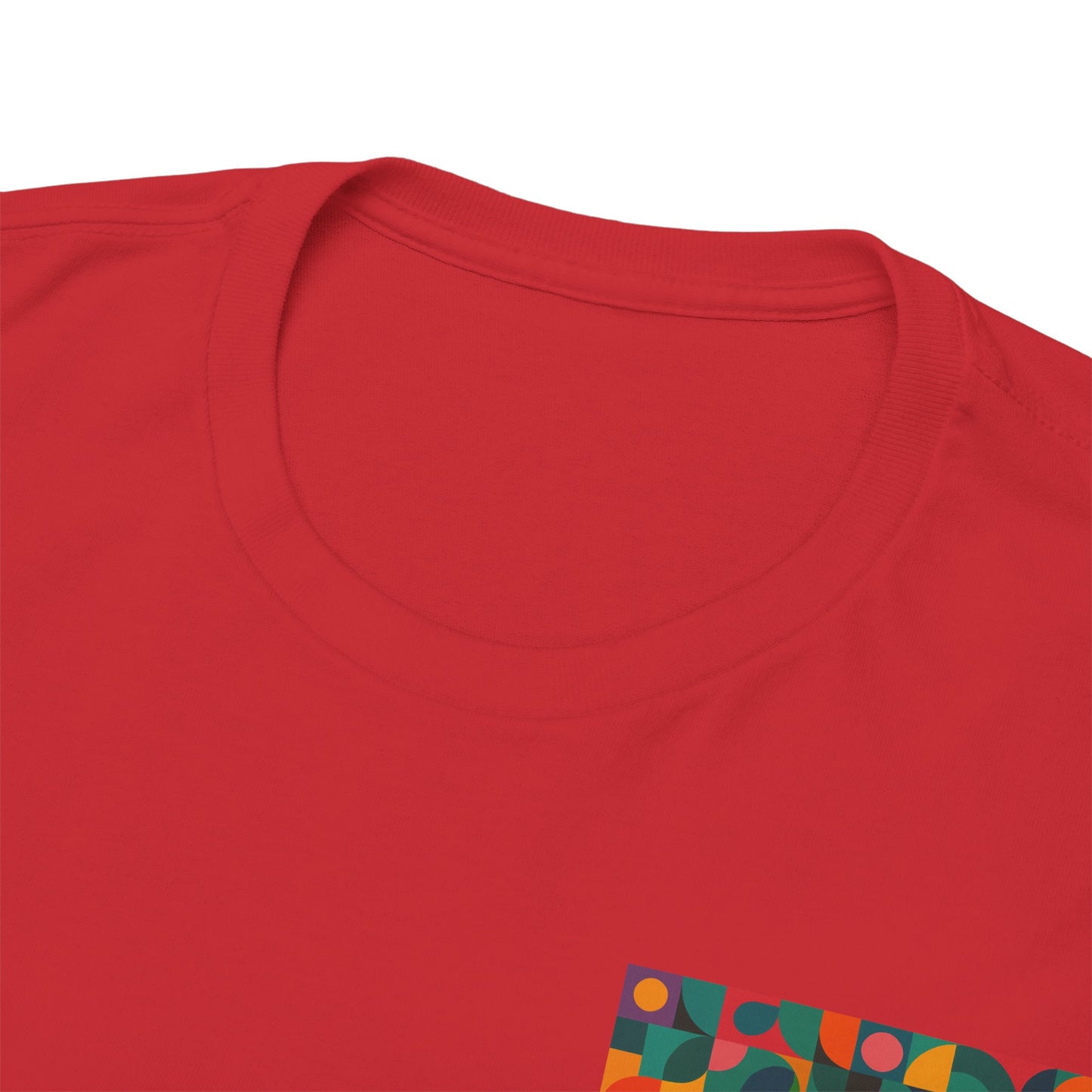 Colorful Geometric Print Unisex Heavy Cotton Tee, Comfortable Graphic T-Shirt, Casual Wear, Gift for Art Lovers, Everyday Style