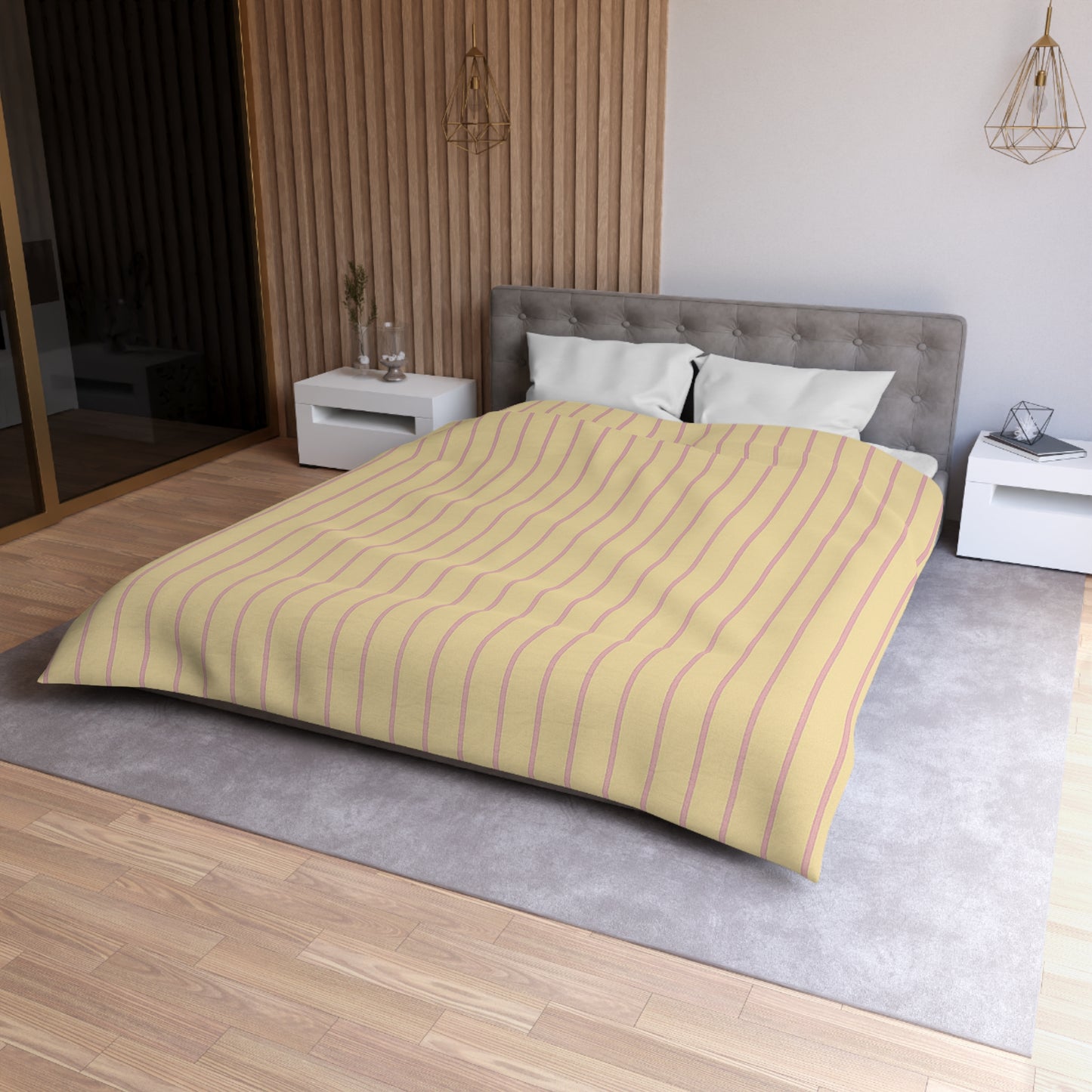 Blush Pinstripe Microfiber Duvet Cover