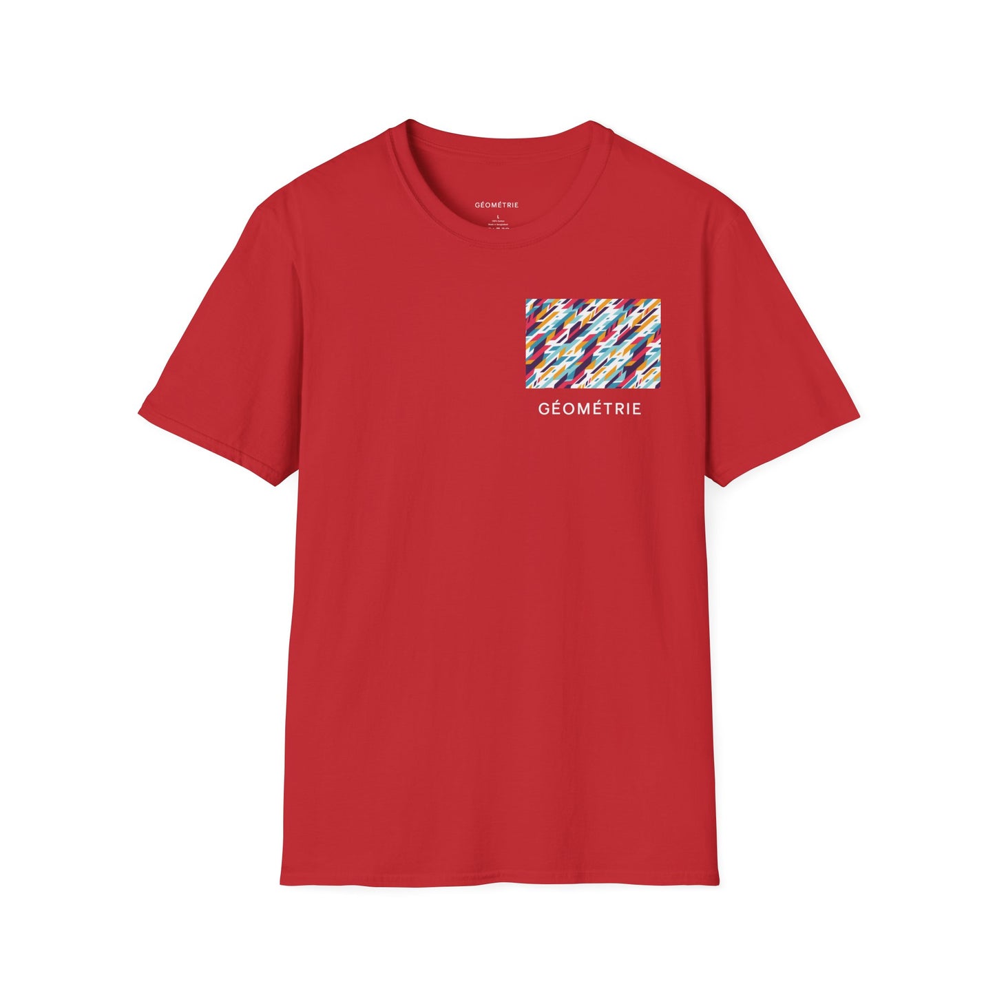 Colorful Geometric Unisex Softstyle T-Shirt, Casual Wear, Gift for Art Lovers, Everyday Comfort T-Shirt, Trendy Graphic Tee