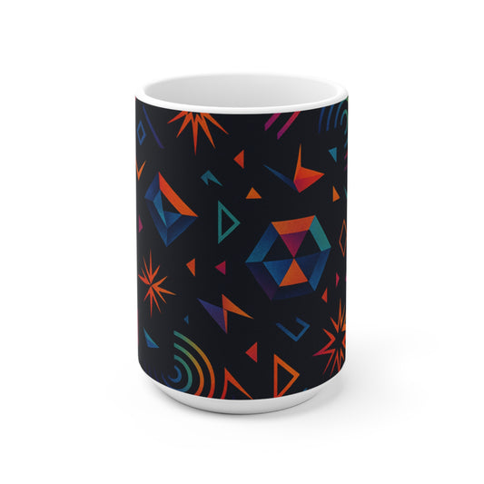 Colorful Geometric Ceramic Mug | Modern Design Coffee Cup, Vibrant Tea Cup, Unique Gift for Home & Office, Bright Kitchen Decor (Mug - Pattern 0c)