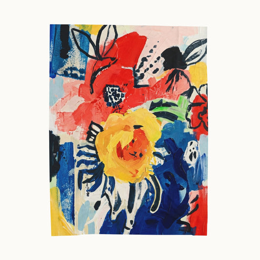 Abstract Flora Velveteen Plush Blanket