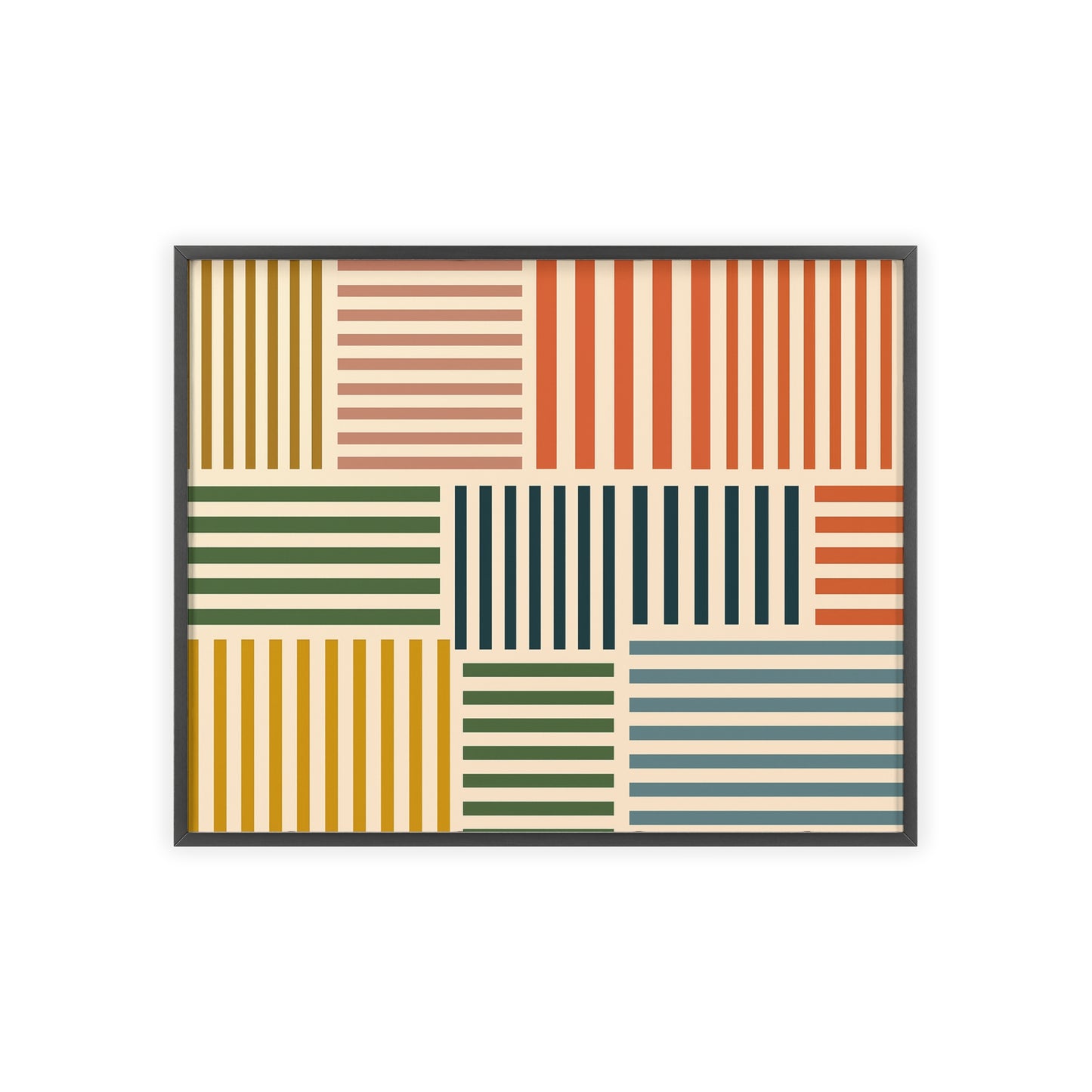 Patchwork Lines Wood Framed Posters