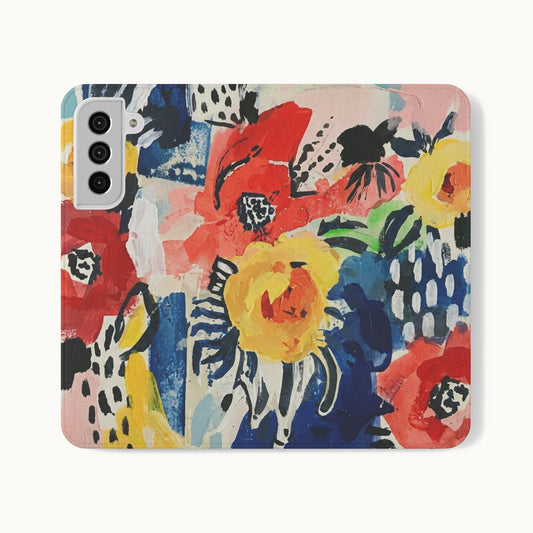 Abstract Flora Vegan Leather Flip Case