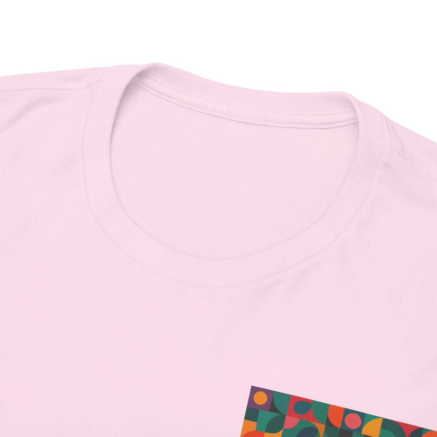 Colorful Geometric Print Unisex Heavy Cotton Tee, Comfortable Graphic T-Shirt, Casual Wear, Gift for Art Lovers, Everyday Style