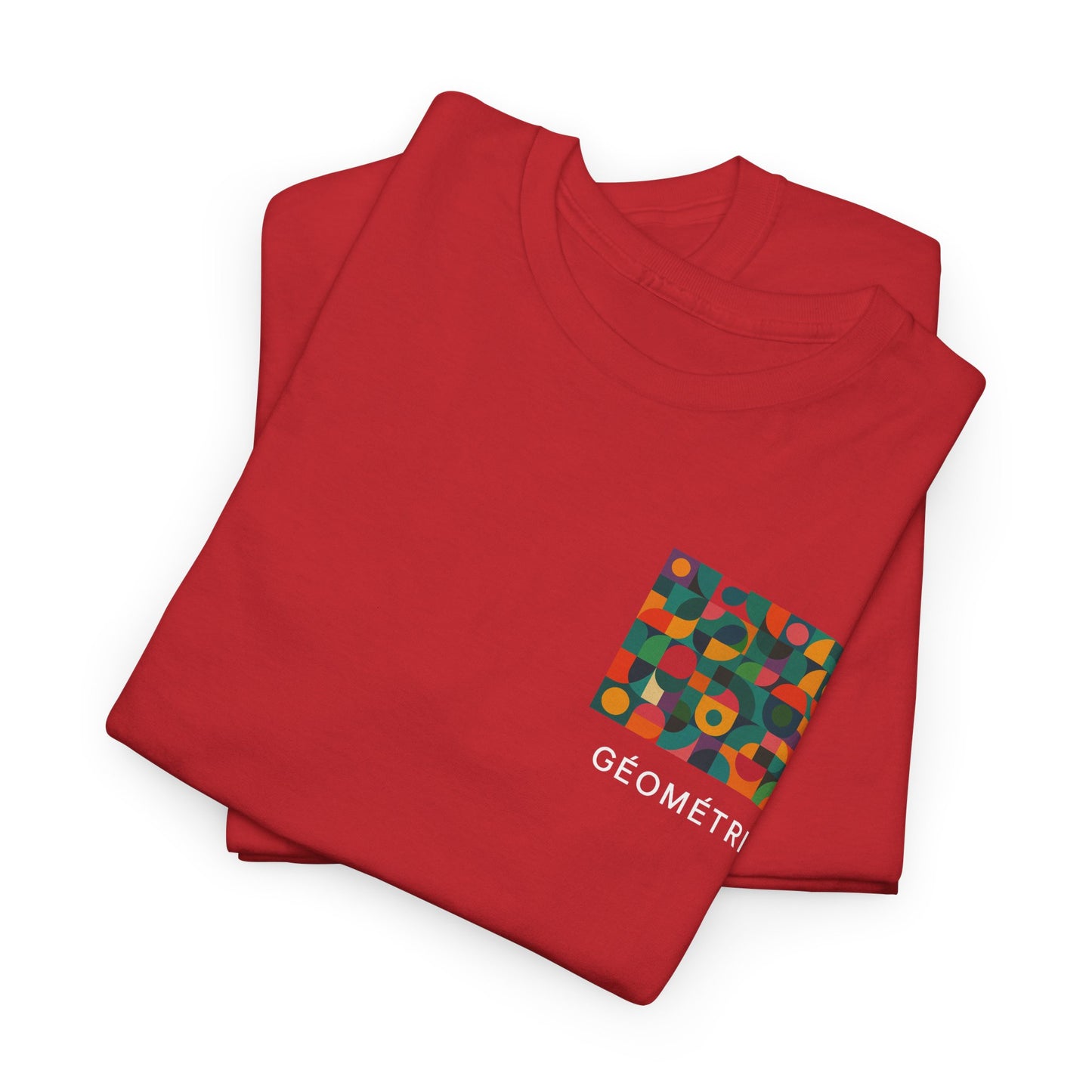 Colorful Geometric Print Unisex Heavy Cotton Tee, Comfortable Graphic T-Shirt, Casual Wear, Gift for Art Lovers, Everyday Style