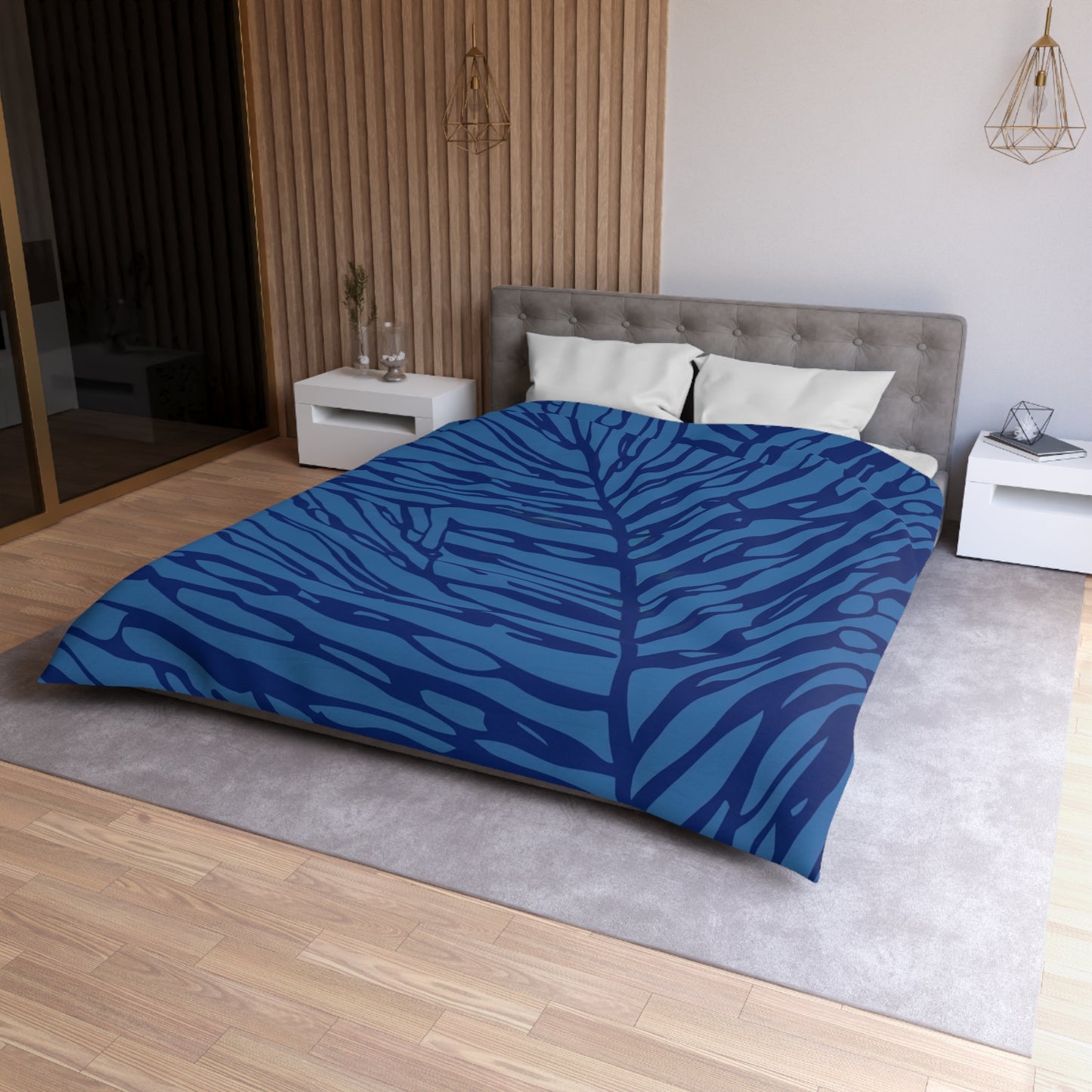 Indigo Foliage Microfiber Duvet Cover