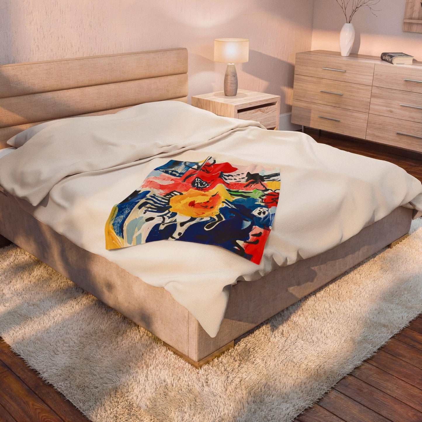 Abstract Flora Velveteen Plush Blanket
