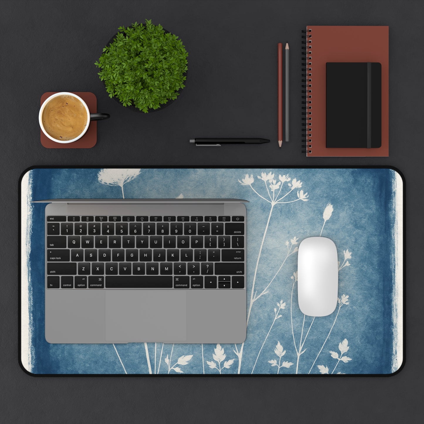 Meadow Cyanotype Silhouettes Desk Mat