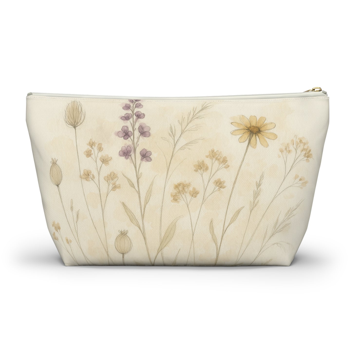 Wildflower Watercolor Elegance Accessory Pouch with T-bottom