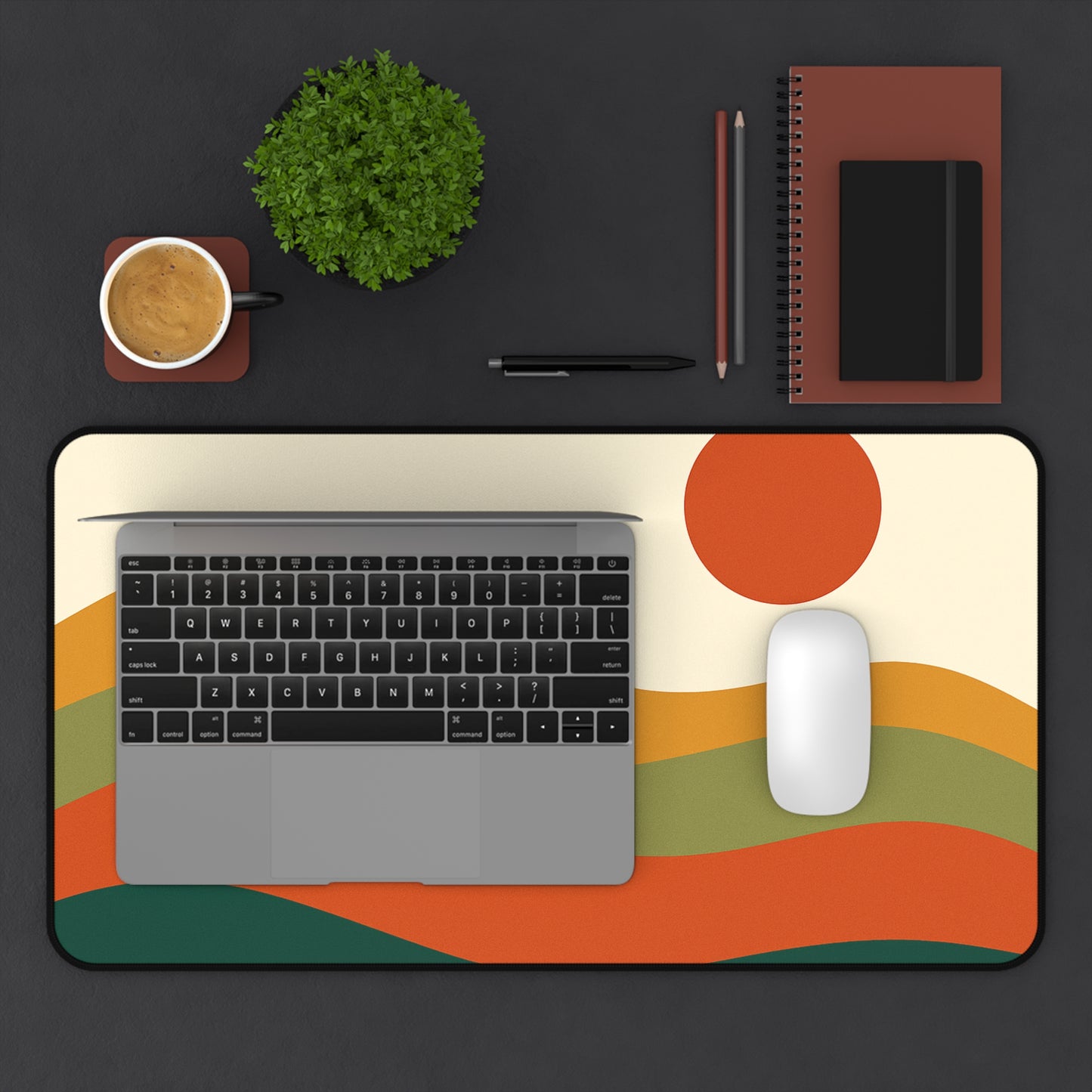 Abstract Sun And Waves Desk Mat