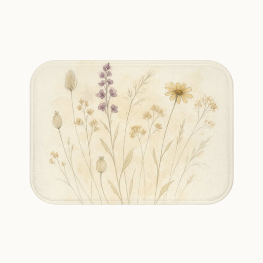 Wildflower Watercolor Elegance Bath Mat