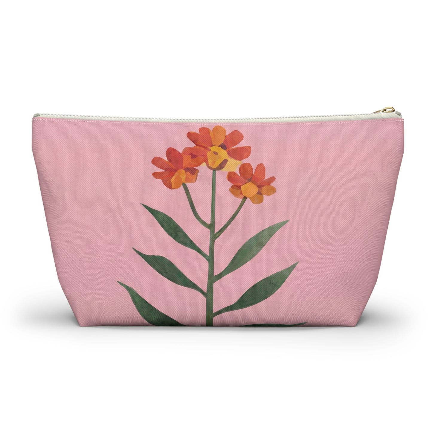 Coral Stem Accessory Pouch with T-bottom