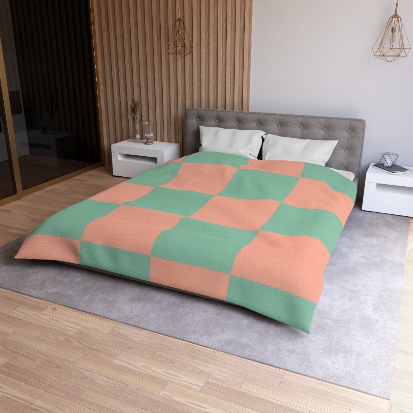 Pastel Checkered Chic Microfiber Duvet Cover