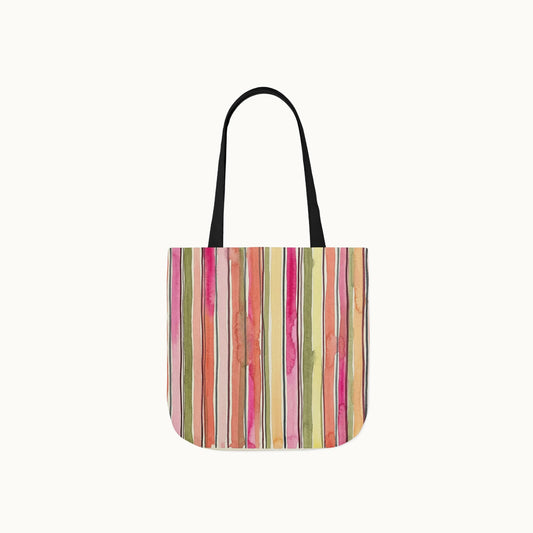 Summer Stripe Tote Bag with 5-Color Straps