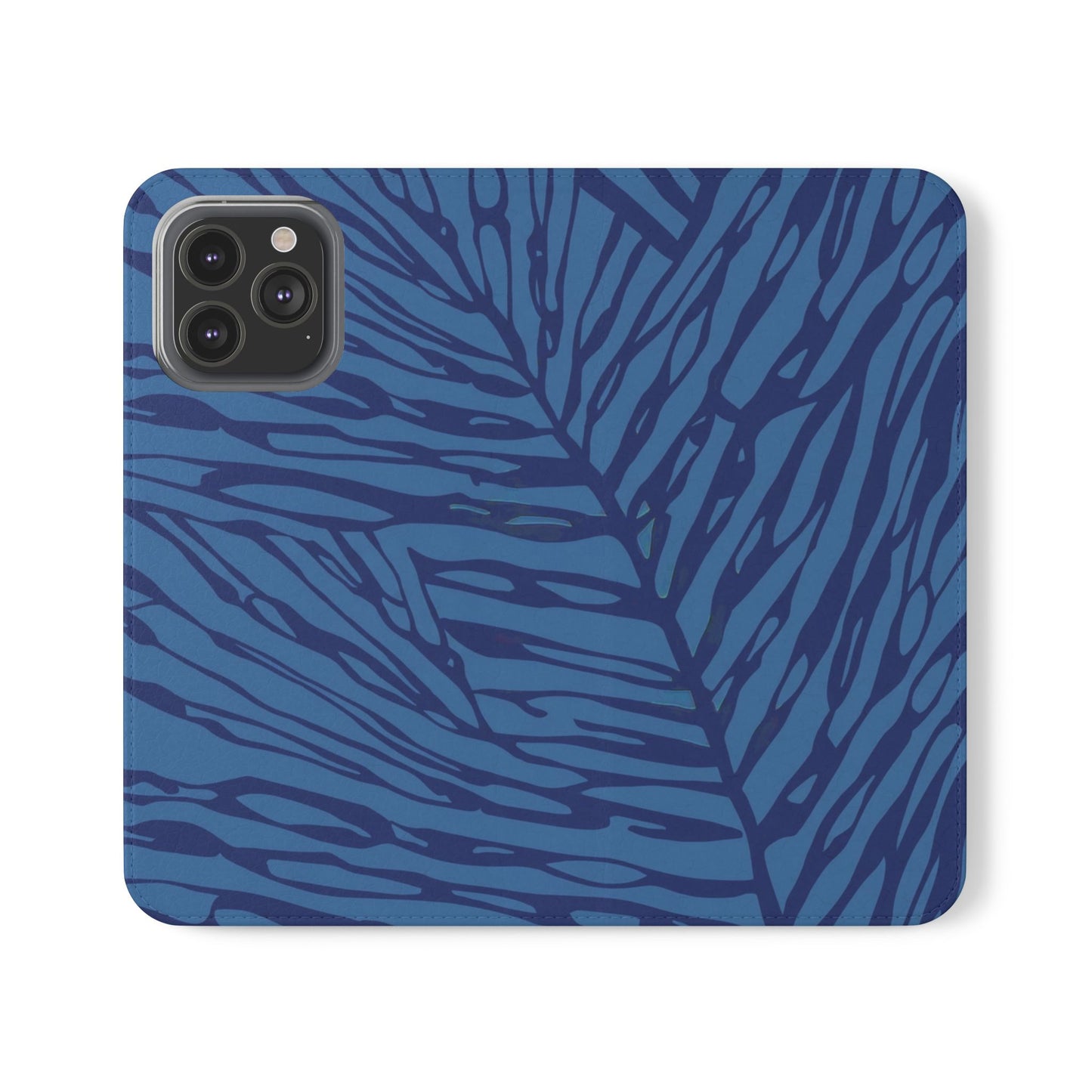 Indigo Foliage Vegan Leather Flip Case