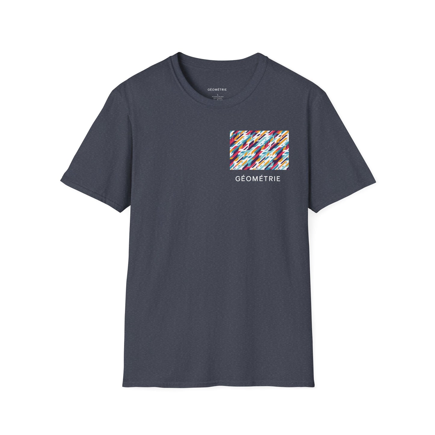 Colorful Geometric Unisex Softstyle T-Shirt, Casual Wear, Gift for Art Lovers, Everyday Comfort T-Shirt, Trendy Graphic Tee