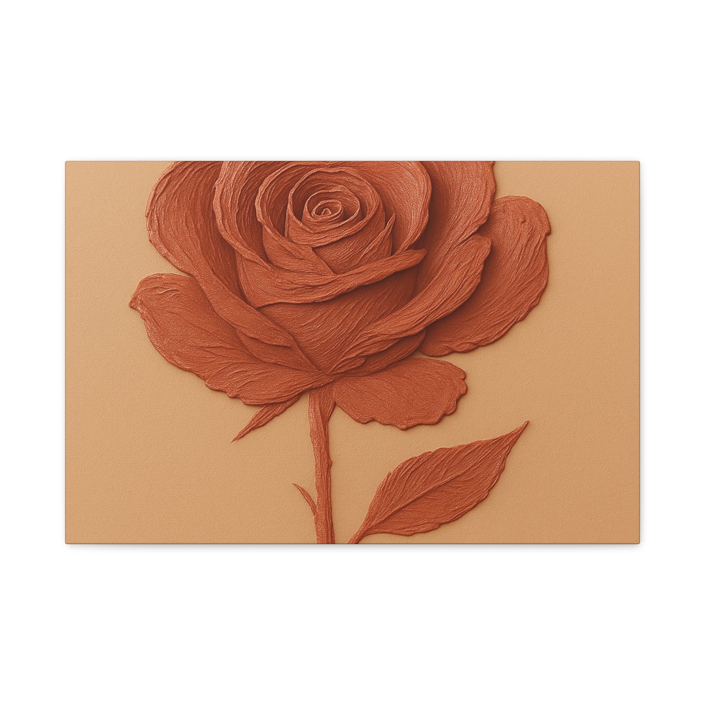 Textured Rose Sculpture Stretched Canvas Wall Art