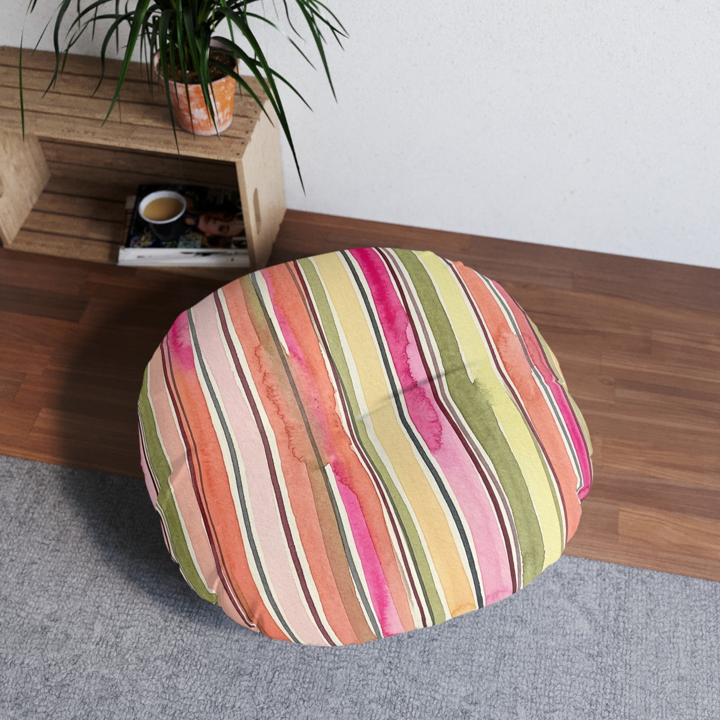 Summer Stripe Tufted Floor Pillow