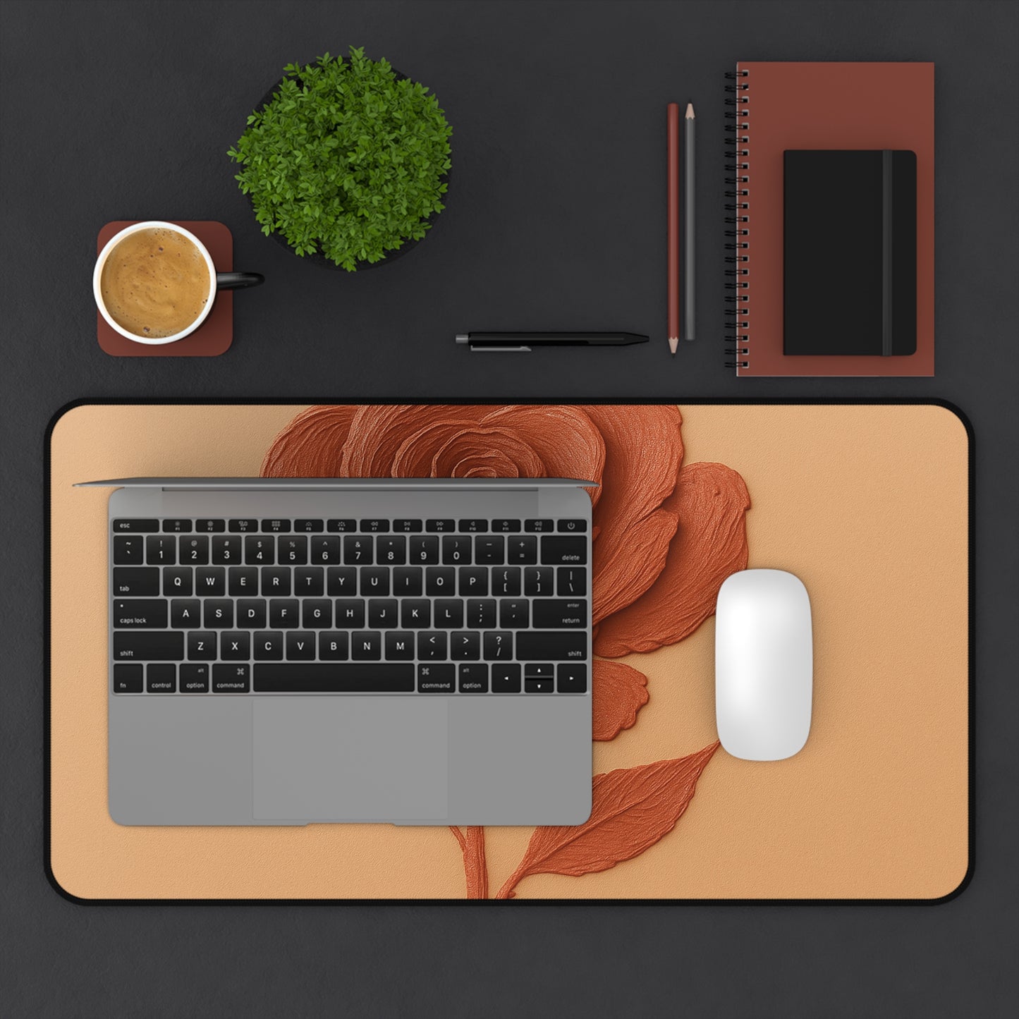 Textured Rose Sculpture Desk Mat