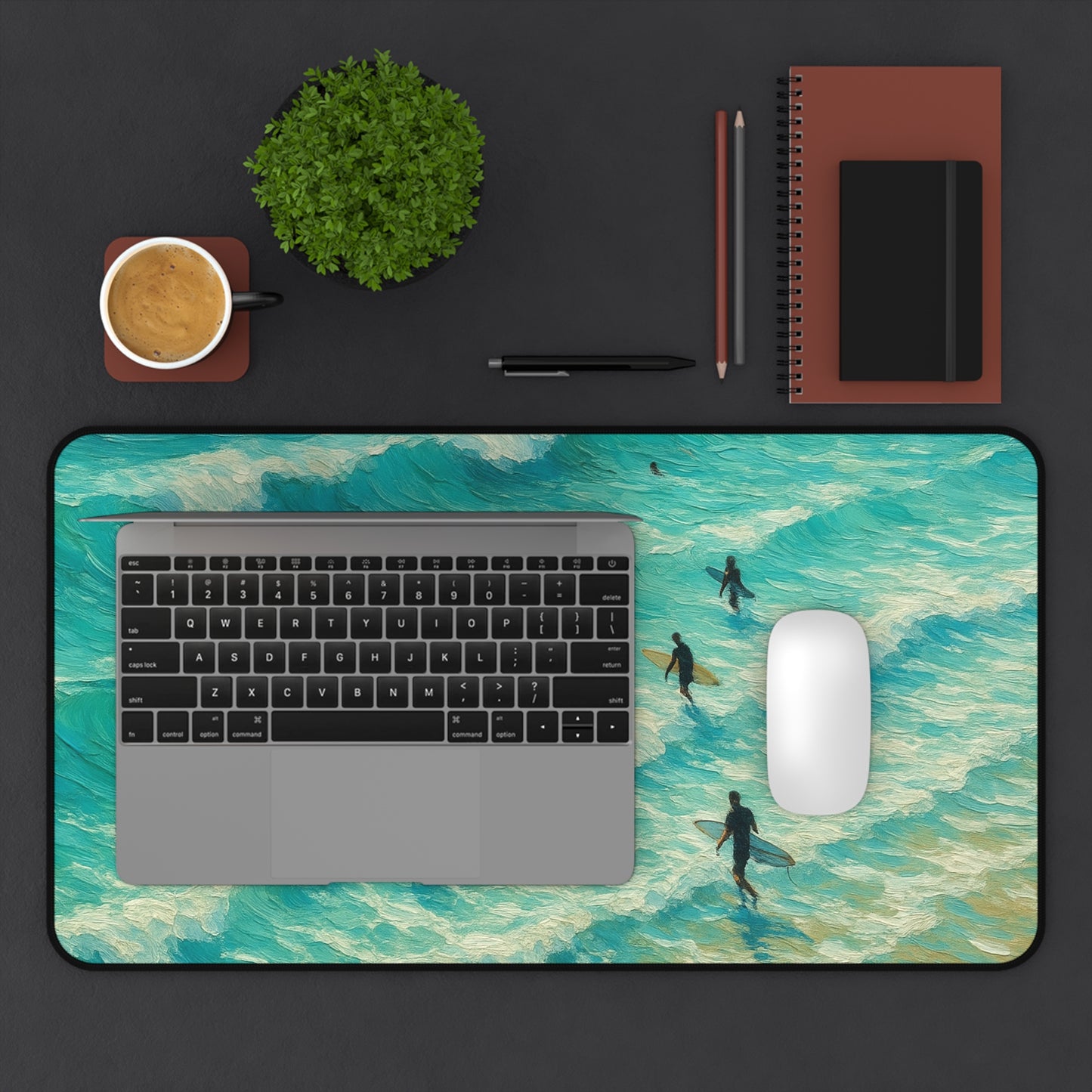 Ocean Wave Surfers Desk Mat