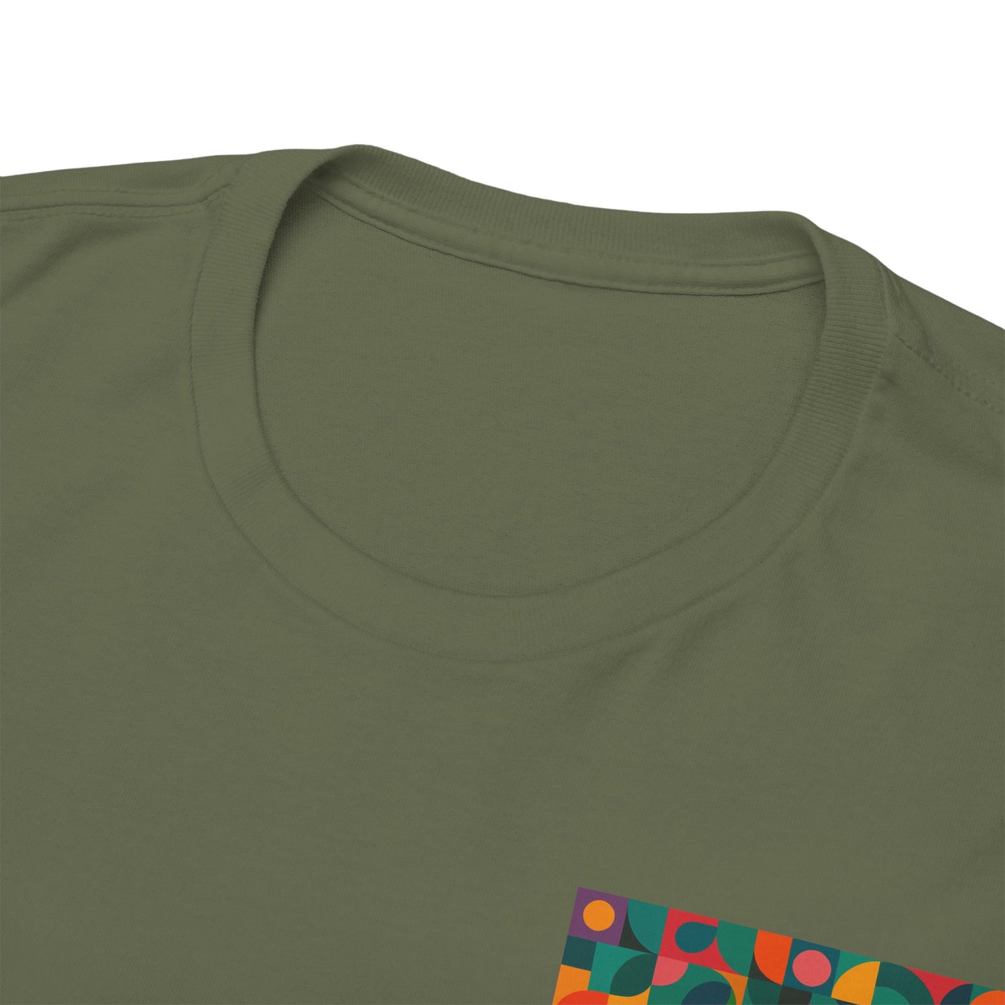 Colorful Geometric Print Unisex Heavy Cotton Tee, Comfortable Graphic T-Shirt, Casual Wear, Gift for Art Lovers, Everyday Style