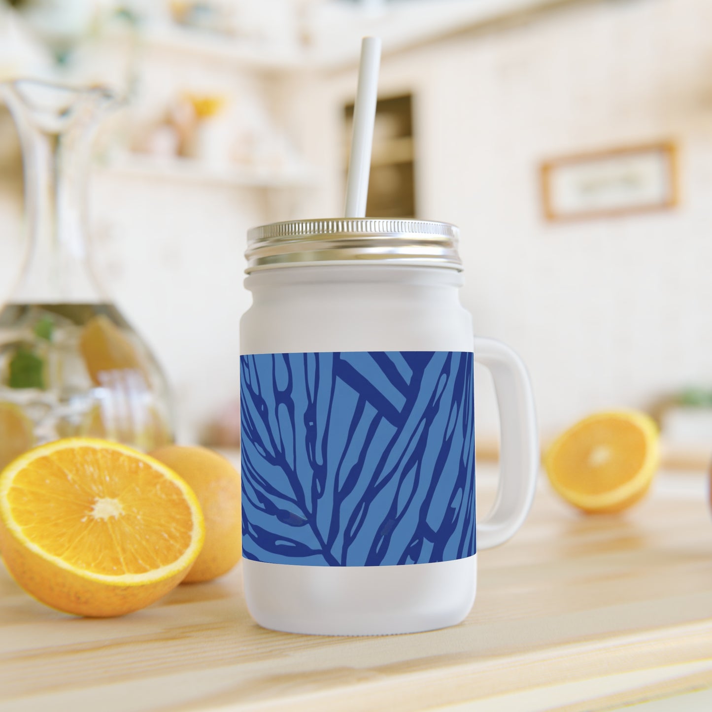 Blue Frond Mason Jar Tumbler