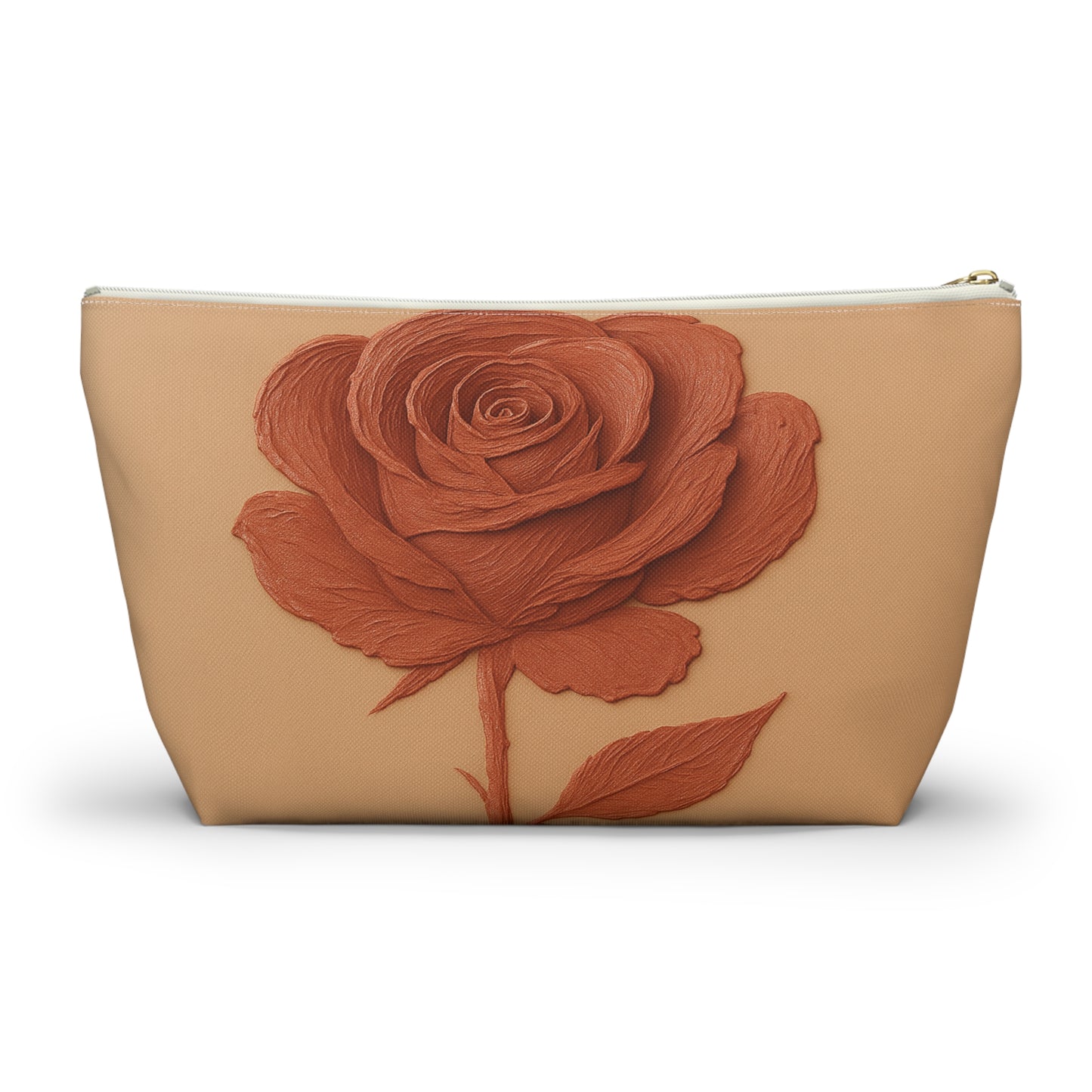 Textured Rose Sculpture Accessory Pouch with T-bottom