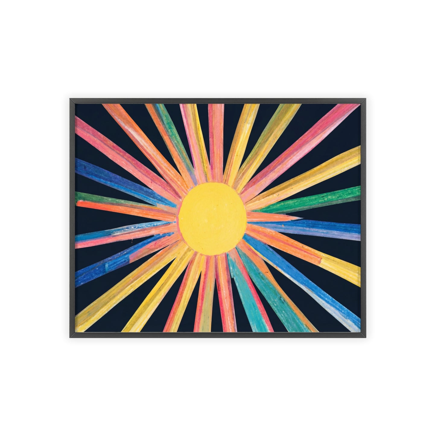 Midnight Sunburst Wood Framed Posters