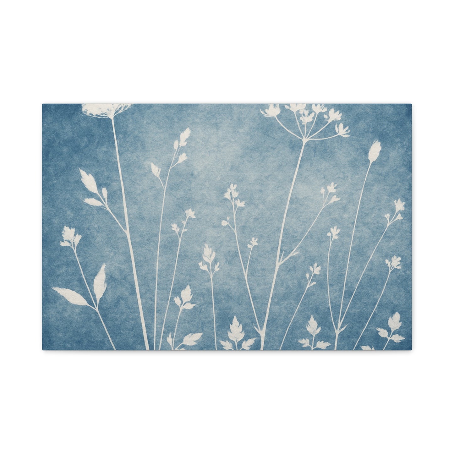 Meadow Cyanotype Silhouettes Stretched Canvas Wall Art