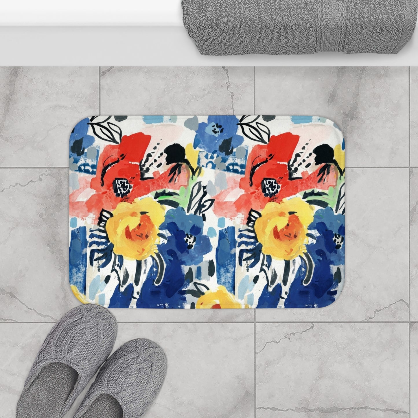Abstract Flora Bath Mat