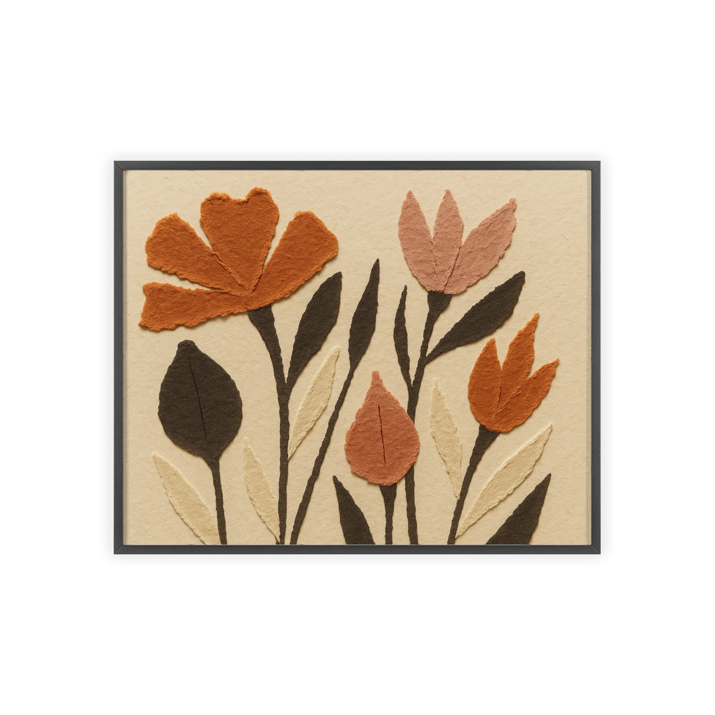 Torn Paper Blossoms Wood Framed Posters