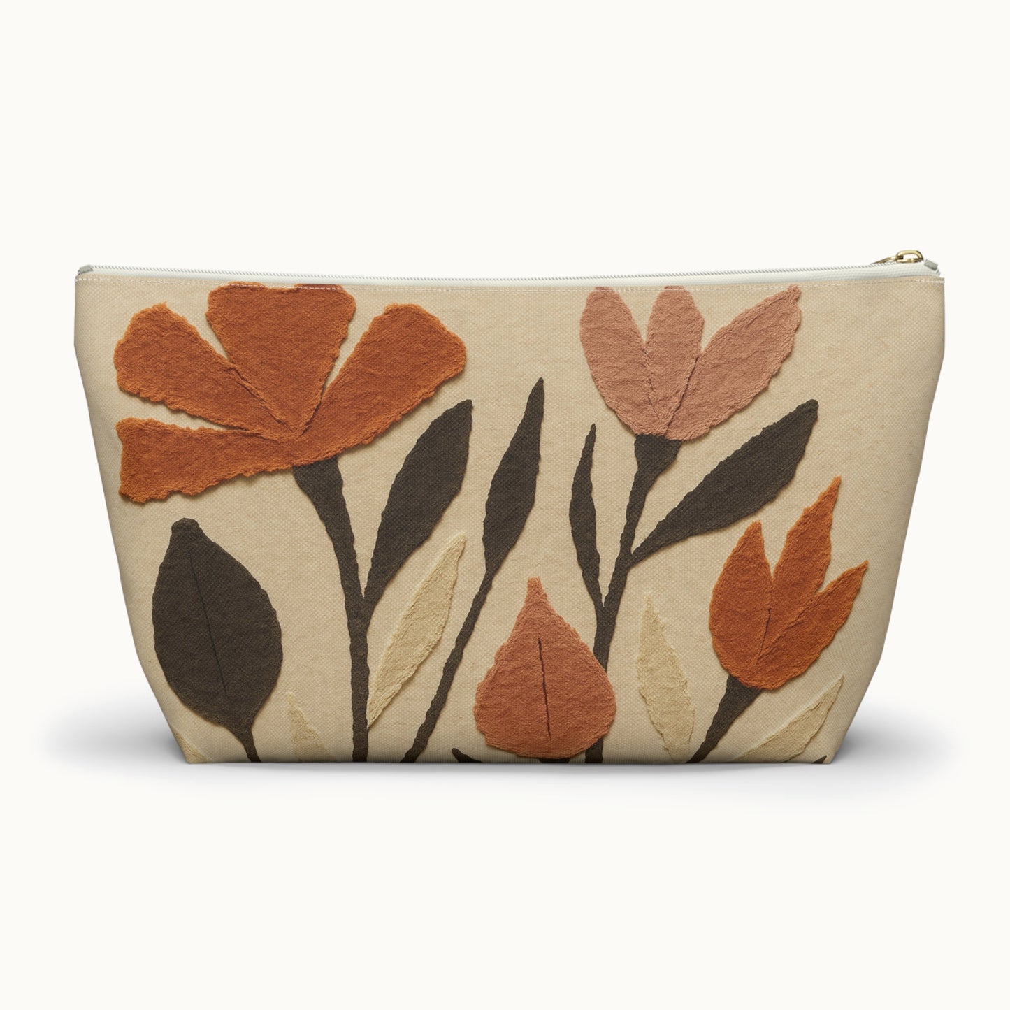 Torn Paper Blossoms Accessory Pouch with T-bottom