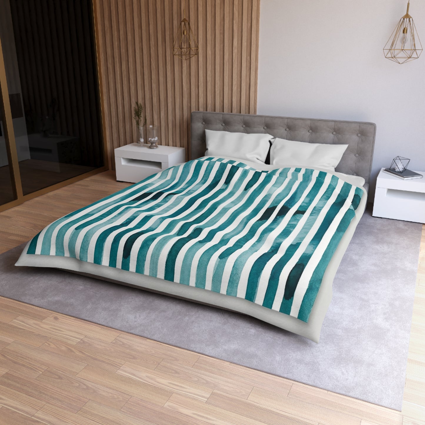 Teal Thread Microfiber Duvet Cover