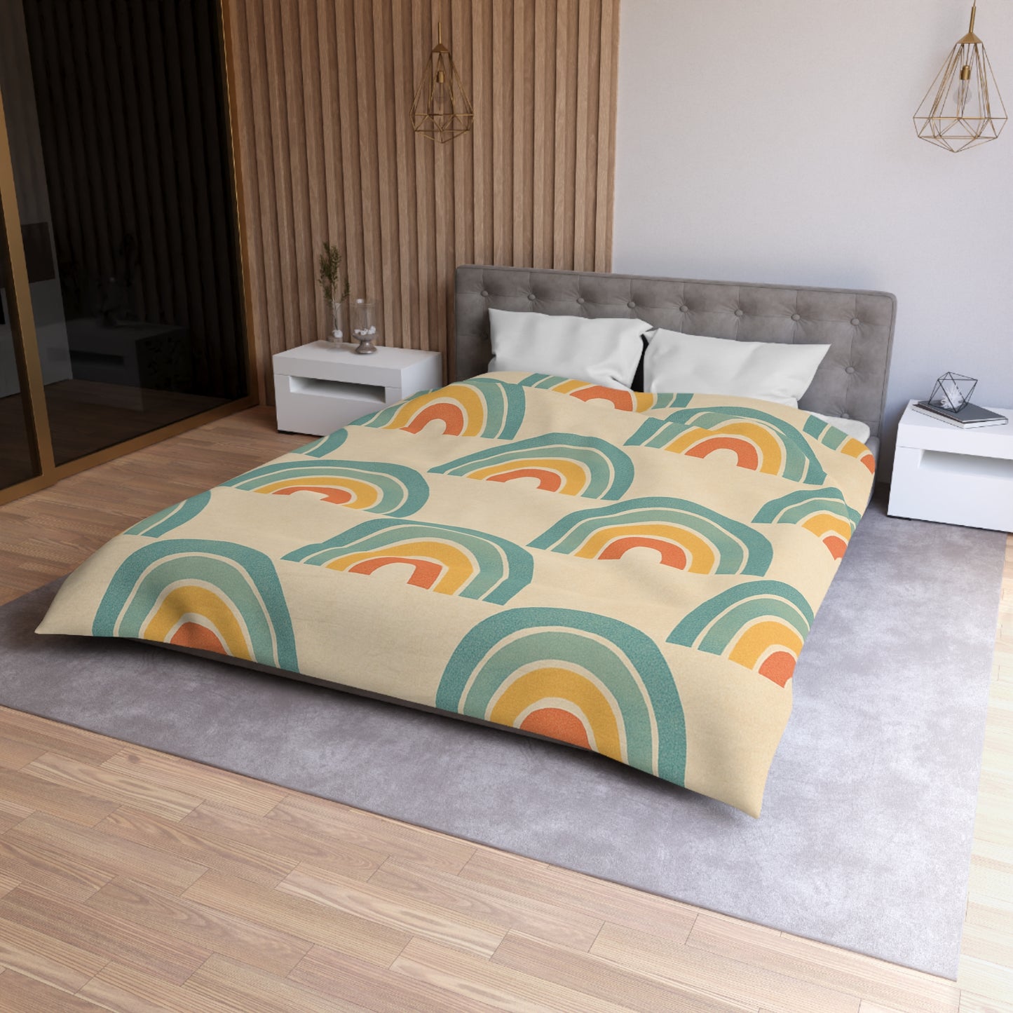 Chalky Rainbow Arches Microfiber Duvet Cover — Square