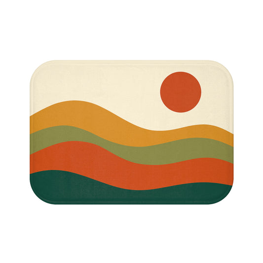 Abstract Sun And Waves Bath Mat