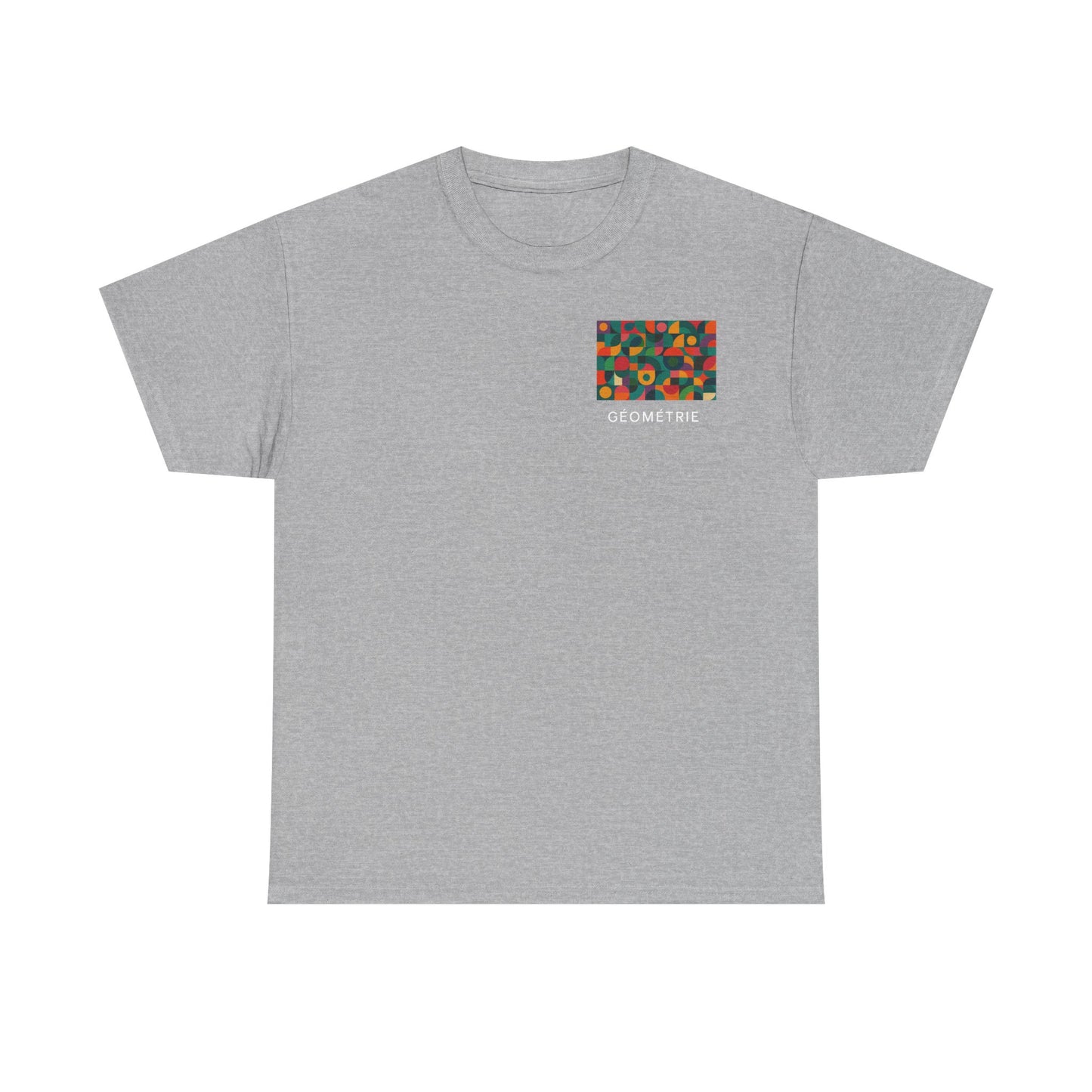 Colorful Geometric Print Unisex Heavy Cotton Tee, Comfortable Graphic T-Shirt, Casual Wear, Gift for Art Lovers, Everyday Style