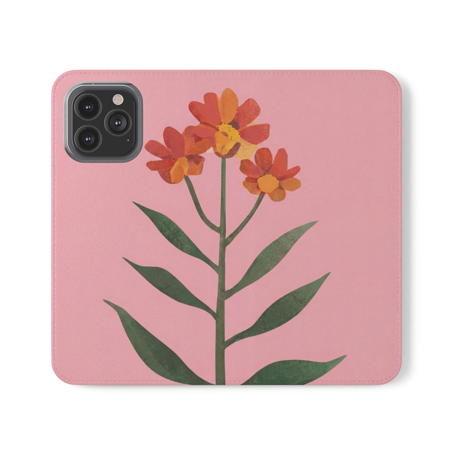 Coral Stem Vegan Leather Flip Case