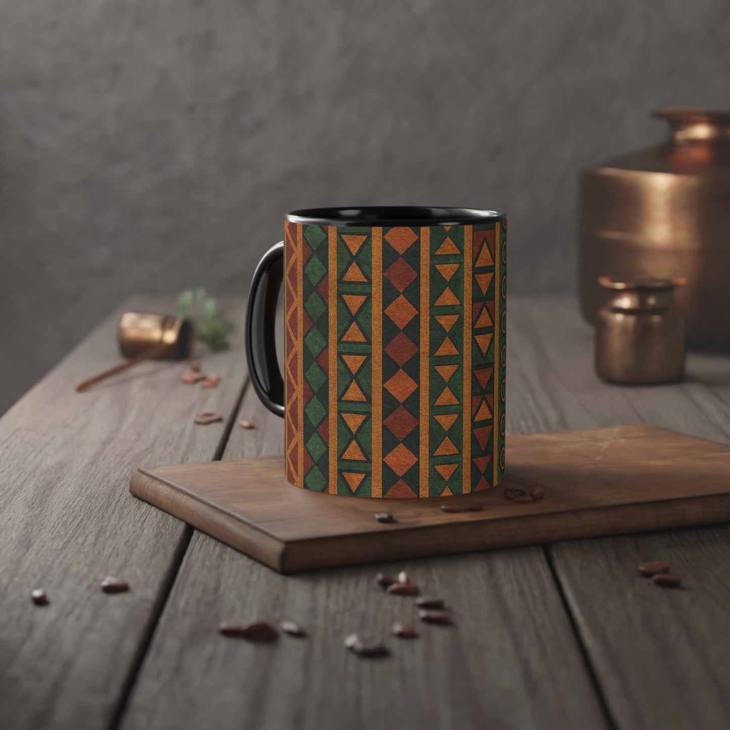 Tribal Pattern Coffee Mug, Ethnic Design Cup, Boho Kitchen Decor, Unique Gift for Tea Lovers, Artisan Ceramic