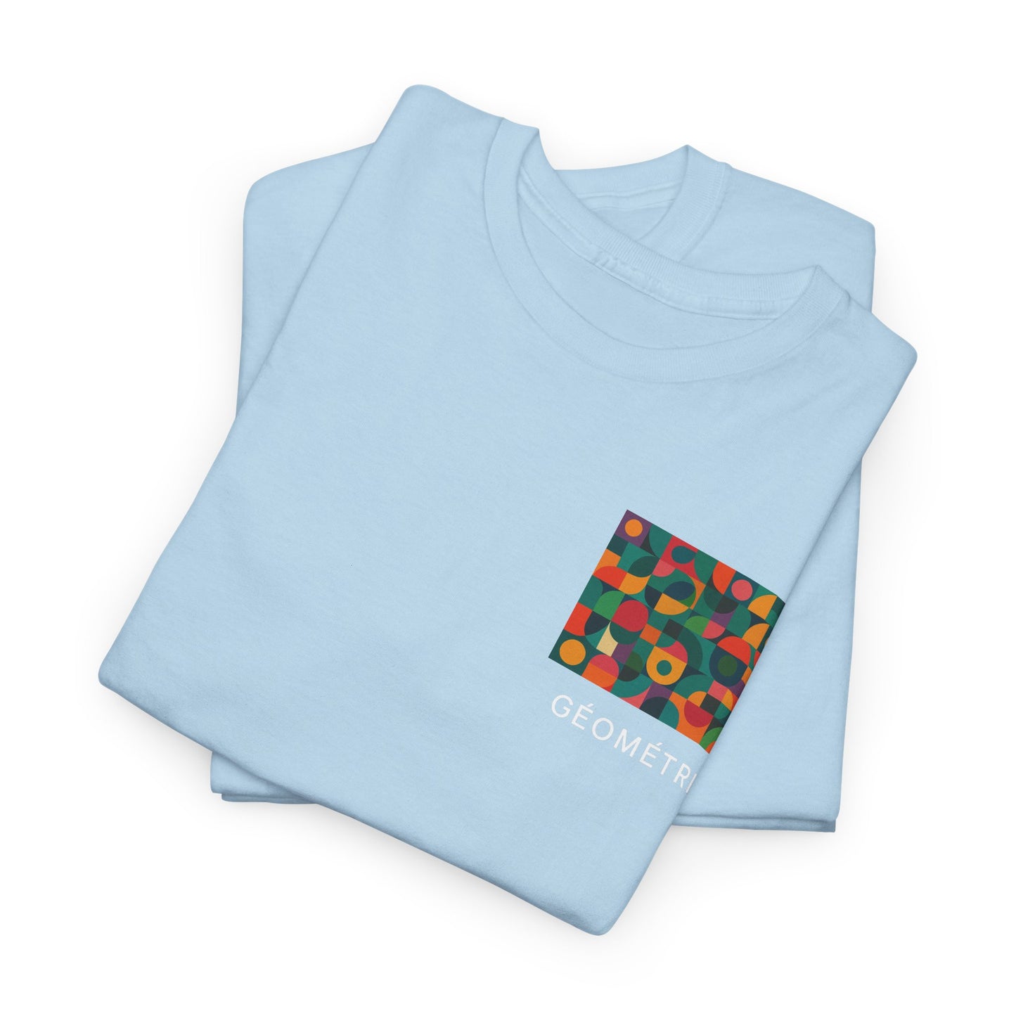 Colorful Geometric Print Unisex Heavy Cotton Tee, Comfortable Graphic T-Shirt, Casual Wear, Gift for Art Lovers, Everyday Style