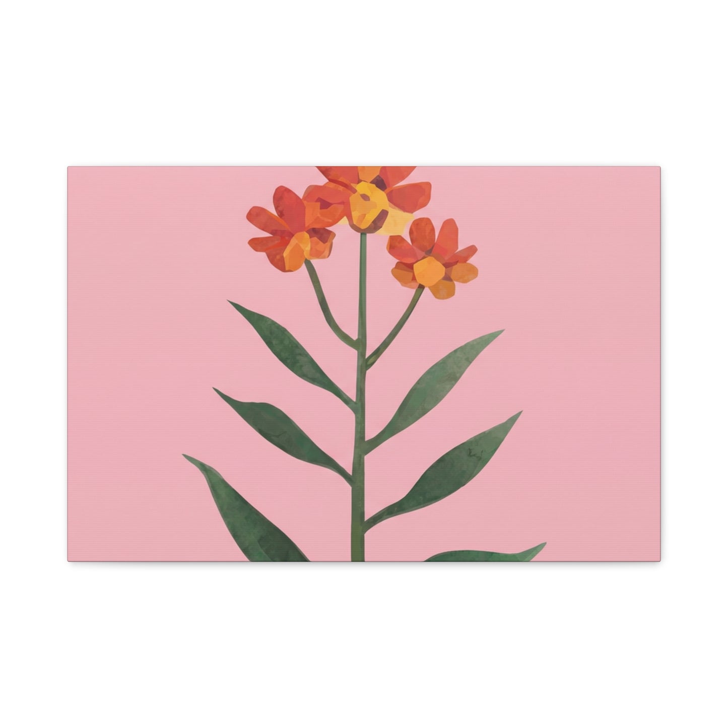 Coral Stem Stretched Canvas Wall Art