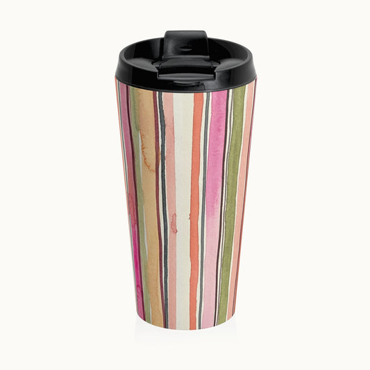 Summer Stripe Stainless Steel Travel Mug