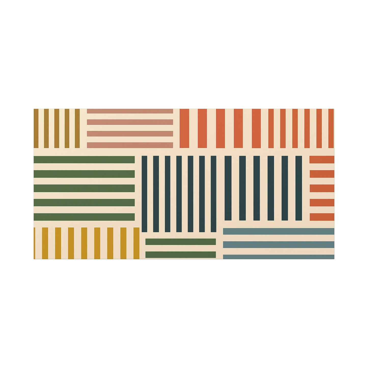 Patchwork Lines Stretched Canvas Wall Art