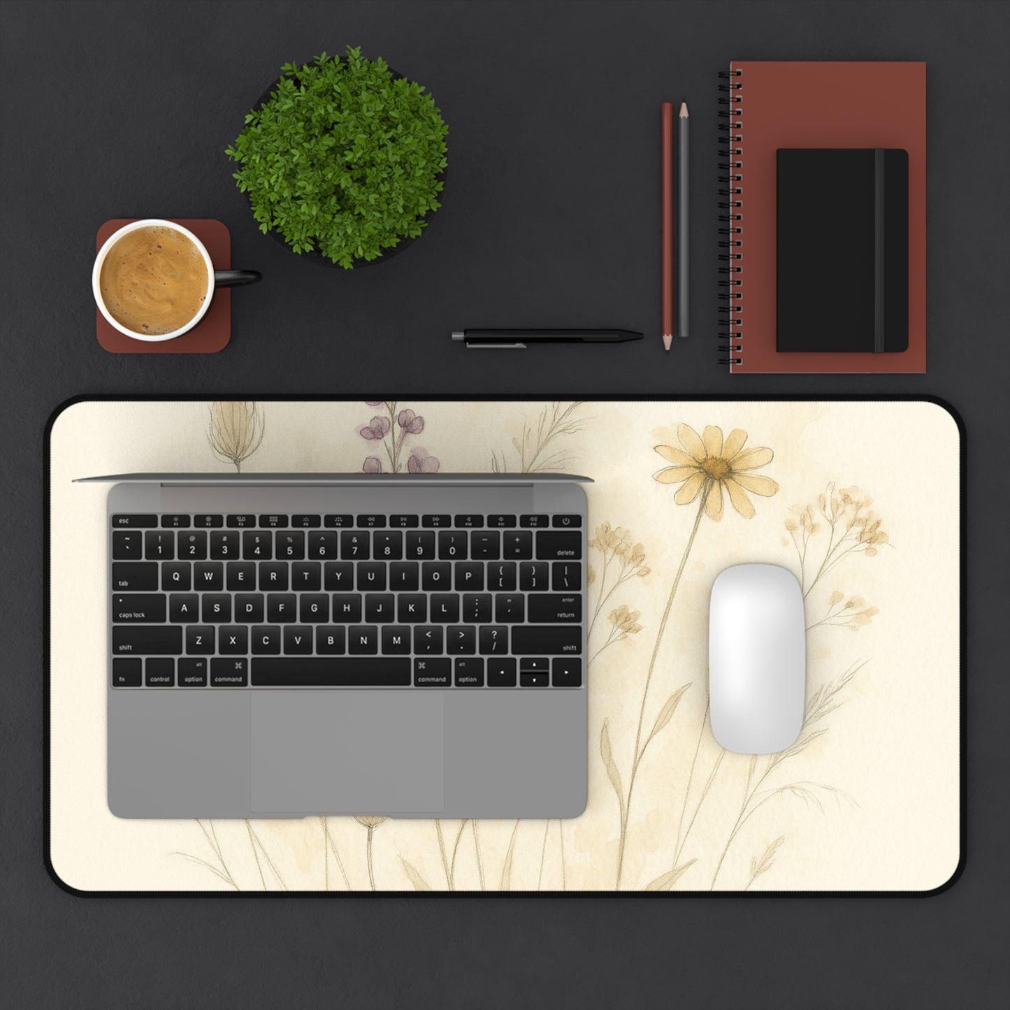 Wildflower Watercolor Elegance Desk Mat