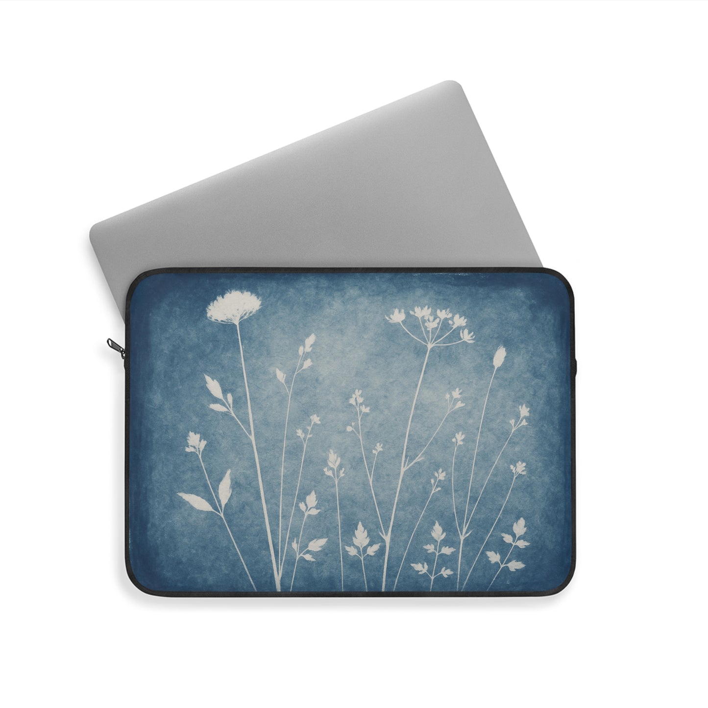 Meadow Cyanotype Silhouettes Laptop Sleeve