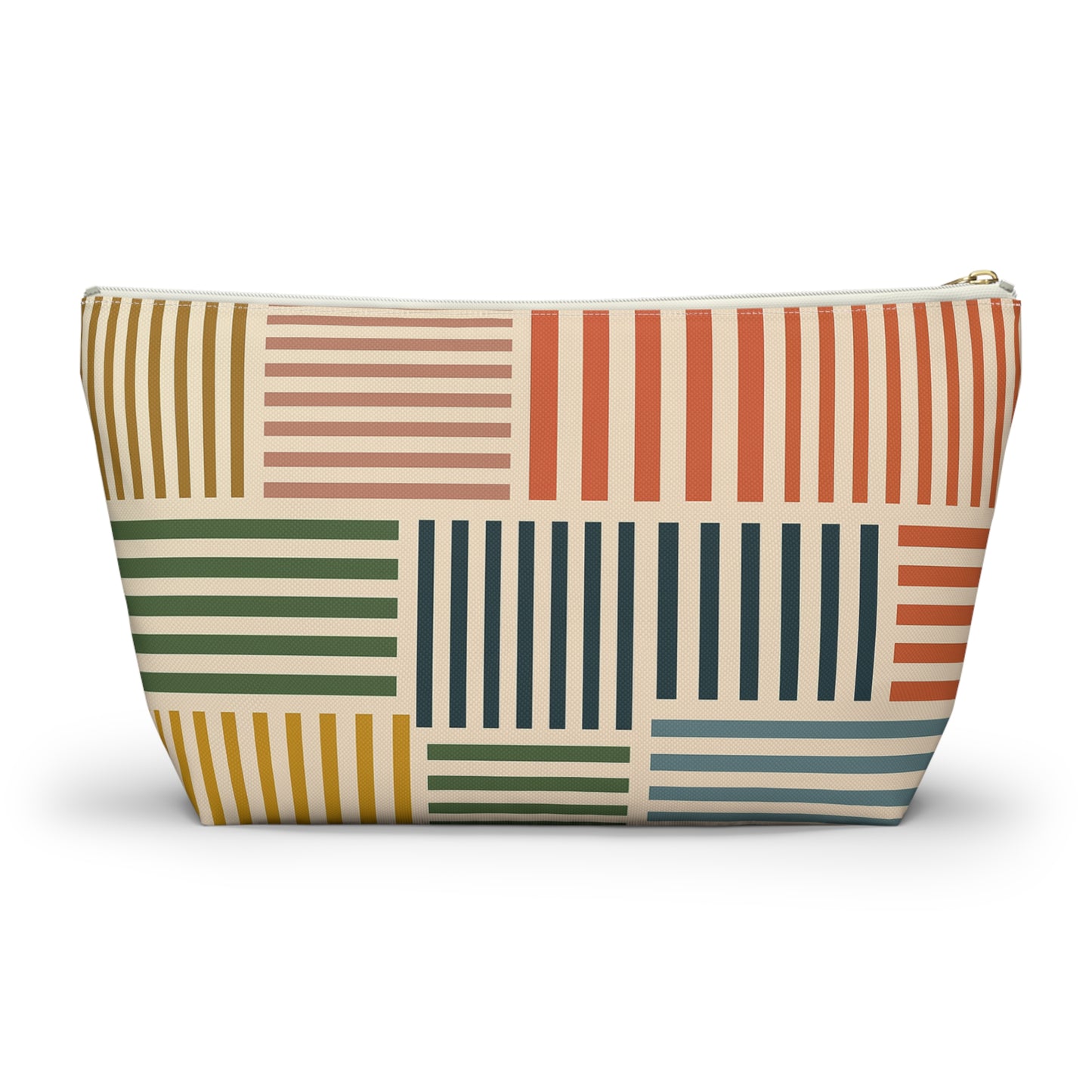 Patchwork Lines Accessory Pouch with T-bottom