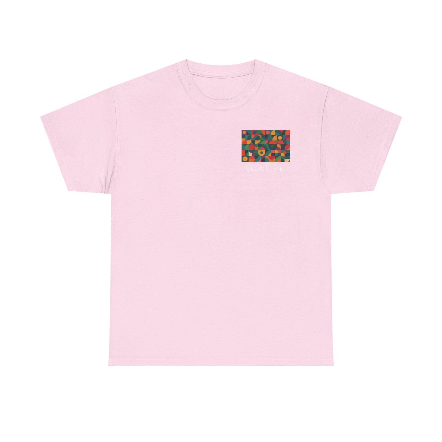 Colorful Geometric Print Unisex Heavy Cotton Tee, Comfortable Graphic T-Shirt, Casual Wear, Gift for Art Lovers, Everyday Style