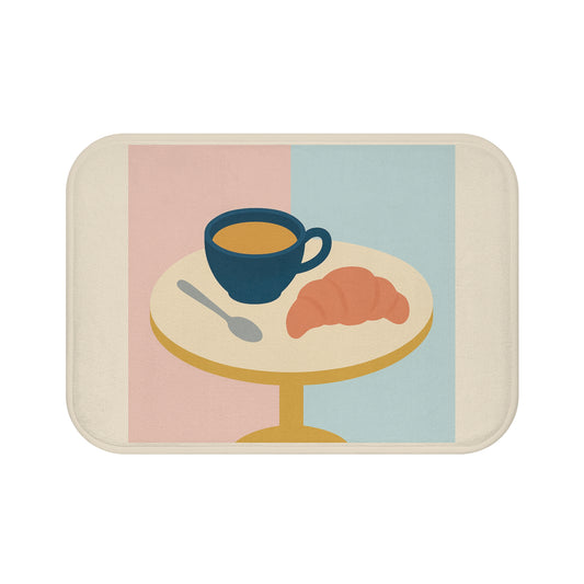 Minimalist Breakfast Scene Bath Mat